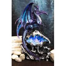 Trinx Aqua Spyro Blue Elemental Dragon Perching On Fossil Cave Crystal  Geode Mine Guardian LED Night Light Statue 12.5